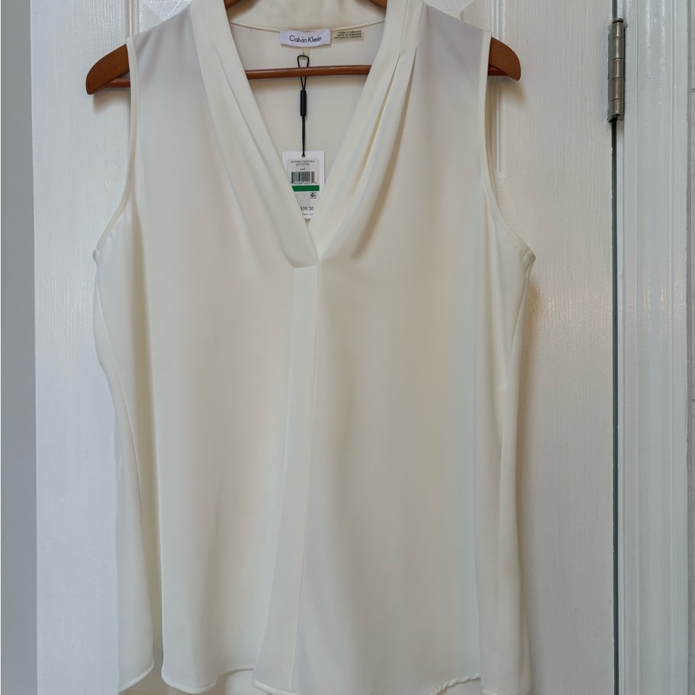 Calvin Klein White Blouse with V-Neck